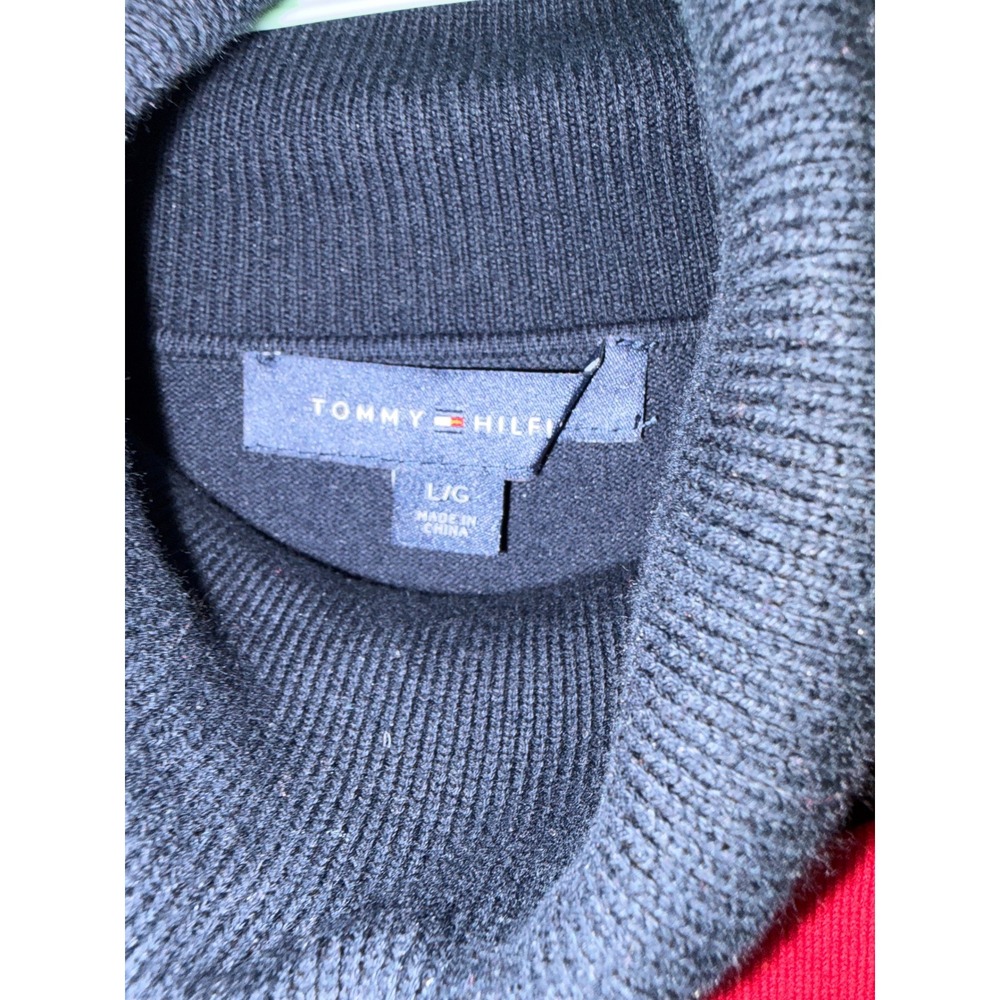 Tommy Hilfiger Womens Colorblock Turtleneck Sweater Navy Blue Red White Large - Picture 7 of 8